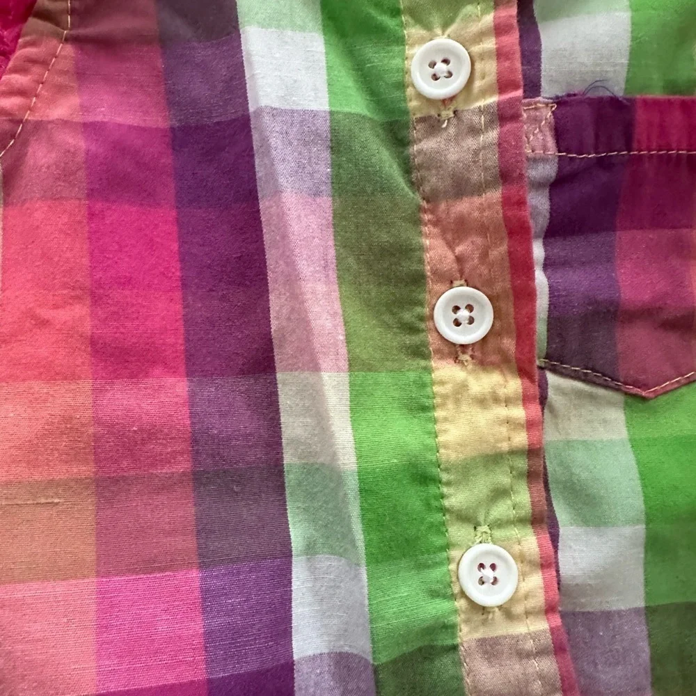 Young Hearts Girls Plaid Button Up Sleeveless Collared Tank Shorts Set Size 18M - Picture 5 of 12